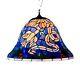 Glass Hanging Lamp With Birds And Colorful Designs Tiffany Style