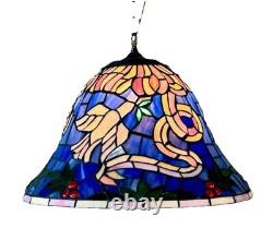 Glass Hanging Lamp With Birds And Colorful Designs Tiffany Style