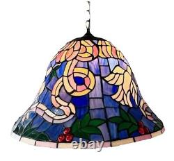 Glass Hanging Lamp With Birds And Colorful Designs Tiffany Style