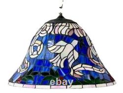 Glass Hanging Lamp With Birds And Colorful Designs Tiffany Style