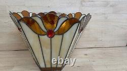 Glass Lamp Shade Vintage Slag Stained Light Large 17 W 13 H MIDWEST ART
