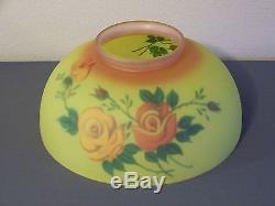 Glass reverse Lamp shade roses Burmese Aladden Vintage