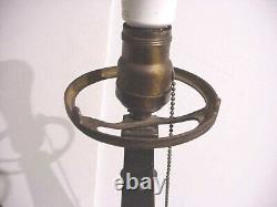 Gorgeous! Antique Arts & Crafts Mission Style Metal Slag Glass Shade Table Lamp