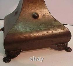 Gorgeous! Antique Arts & Crafts Mission Style Metal Slag Glass Shade Table Lamp