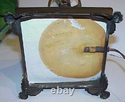 Gorgeous! Antique Arts & Crafts Mission Style Metal Slag Glass Shade Table Lamp