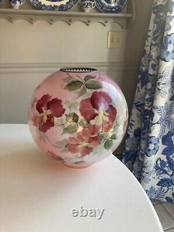 Gorgeous Antique Gone with The Wind Kerosene Banquet Glass Ball Lamp Shade Only