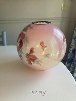 Gorgeous Antique Gone with The Wind Kerosene Banquet Glass Ball Lamp Shade Only