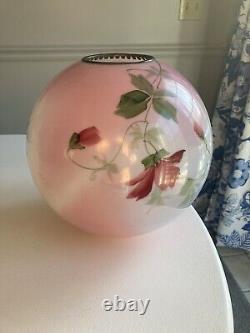 Gorgeous Antique Gone with The Wind Kerosene Banquet Glass Ball Lamp Shade Only