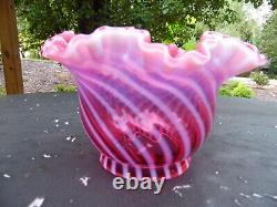 Gorgeous Vintage Fenton Cranberry Swirl Ruffled Rim Lamp Shade