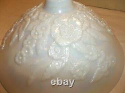 Gorgeous Vintage Floral Iridescent Milk 12 Glass Torchiere Floor Lamp Shade VGC