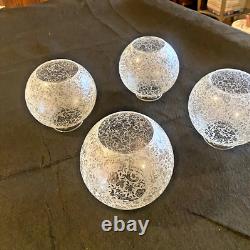 Great Set Of Four (4) Vintage Round Gas Lamp Shades