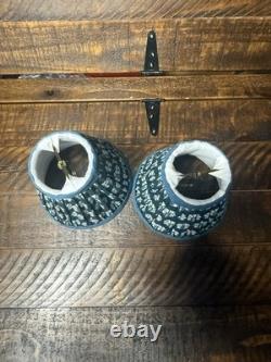 GreenRow Printed Sconce Lamp Shade Blue Floral Set Of 2 Open Box