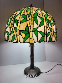 HANDEL Beautiful very large 29x 20 inches bamboo design table lamp ca 1915
