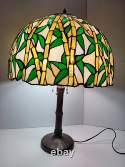 HANDEL Beautiful very large 29x 20 inches bamboo design table lamp ca 1915