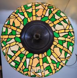 HANDEL Beautiful very large 29x 20 inches bamboo design table lamp ca 1915