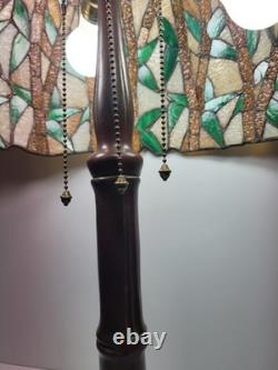 HANDEL Beautiful very large 29x 20 inches bamboo design table lamp ca 1915