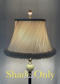 HANDMADE Vtg Lamp Shade Pleated Swirl Ruffle Ivory Pink Feminine Art Deco Style