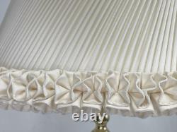 HANDMADE Vtg Lamp Shade Pleated Swirl Ruffle Ivory Pink Feminine Art Deco Style