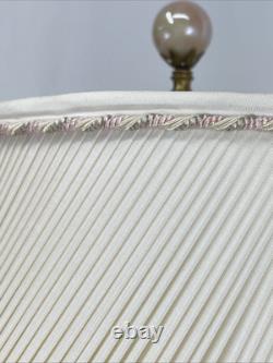 HANDMADE Vtg Lamp Shade Pleated Swirl Ruffle Ivory Pink Feminine Art Deco Style