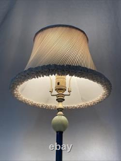 HANDMADE Vtg Lamp Shade Pleated Swirl Ruffle Ivory Pink Feminine Art Deco Style