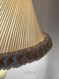 HANDMADE Vtg Lamp Shade Pleated Swirl Ruffle Ivory Pink Feminine Art Deco Style