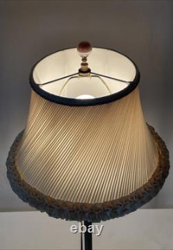 HANDMADE Vtg Lamp Shade Pleated Swirl Ruffle Ivory Pink Feminine Art Deco Style