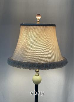 HANDMADE Vtg Lamp Shade Pleated Swirl Ruffle Ivory Pink Feminine Art Deco Style