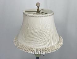 HANDMADE Vtg Lamp Shade Pleated Swirl Ruffle Ivory Pink Feminine Art Deco Style