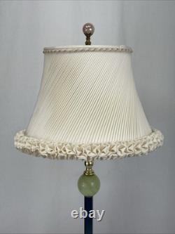 HANDMADE Vtg Lamp Shade Pleated Swirl Ruffle Ivory Pink Feminine Art Deco Style