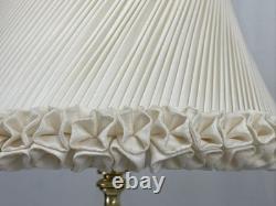 HANDMADE Vtg Lamp Shade Pleated Swirl Ruffle Ivory Pink Feminine Art Deco Style