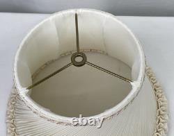 HANDMADE Vtg Lamp Shade Pleated Swirl Ruffle Ivory Pink Feminine Art Deco Style