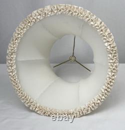 HANDMADE Vtg Lamp Shade Pleated Swirl Ruffle Ivory Pink Feminine Art Deco Style
