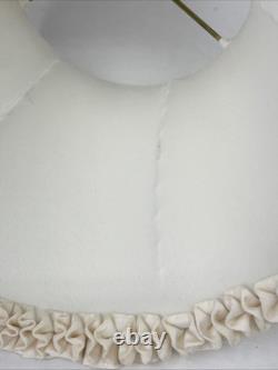 HANDMADE Vtg Lamp Shade Pleated Swirl Ruffle Ivory Pink Feminine Art Deco Style