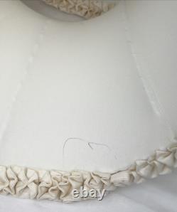 HANDMADE Vtg Lamp Shade Pleated Swirl Ruffle Ivory Pink Feminine Art Deco Style