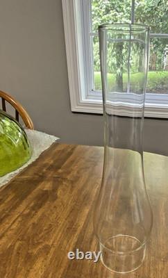 HUGE 14 Green Optic Glass Hanging Swag Hurricane Lamp Brass withCrystals MCM