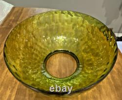 HUGE 14 Green Optic Glass Hanging Swag Hurricane Lamp Brass withCrystals MCM