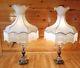 Huge Pair Vtg Crystal Lamps With Victorian Bell Shades Fringe/tassel/beads