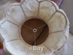 HUGE Vintage Lamp Shade Ruched Off White Shabby Cottage Fringe