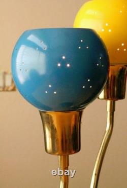 HYPER RARE! MID CENTURY MODERN LAUREL LAMP! BRASS 3 COLOR SHADES 50s 60s VTG MOD