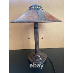 Halo Bronze Desk Table Accent Lamp withMission Style 14 Mica Shade Vintage 1999