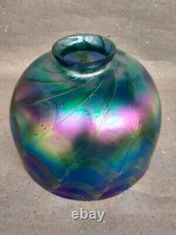 Hand blown Bohemia Iridescent Glass Lamp Shade Art Nouveau Antique glass