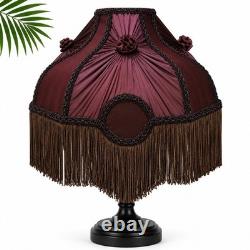 Handmade Victorian Lampshade Burgundy Fabric Fringe Vintage Table Lamp Shade Handmade Victorian Lampshade Burgundy Fabric Fringe Vintage Table Lamp Shade