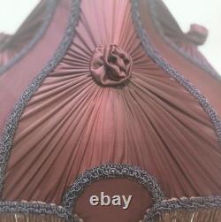 Handmade Victorian Lampshade Burgundy Fabric Fringe Vintage Table Lamp Shade