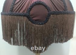 Handmade Victorian Lampshade Burgundy Fabric Fringe Vintage Table Lamp Shade