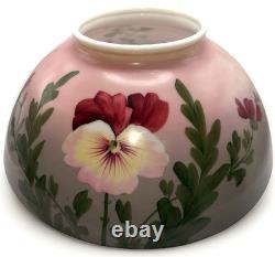 Hanging Oil Kerosene Lamp Shade Pansy Motif Opal Glass for 14 Fitter Antique