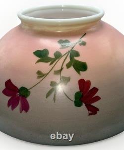 Hanging Oil Kerosene Lamp Shade Pansy Motif Opal Glass for 14 Fitter Antique