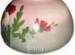 Hanging Oil Kerosene Lamp Shade Pansy Motif Opal Glass for 14 Fitter Antique