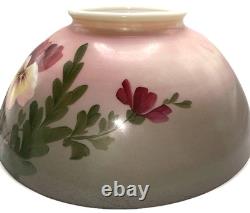 Hanging Oil Kerosene Lamp Shade Pansy Motif Opal Glass for 14 Fitter Antique