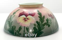 Hanging Oil Kerosene Lamp Shade Pansy Motif Opal Glass for 14 Fitter Antique