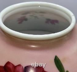 Hanging Oil Kerosene Lamp Shade Pansy Motif Opal Glass for 14 Fitter Antique
